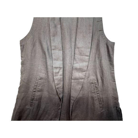 Kenar Womens Sleeveless Open-Front Linen Long Vest Size S Grey Lagenlook Minima - Picture 6 of 13